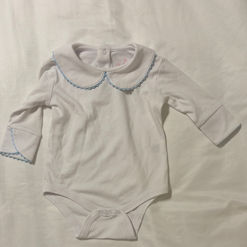 Classic Prep White Bodysuit with Blue Accents